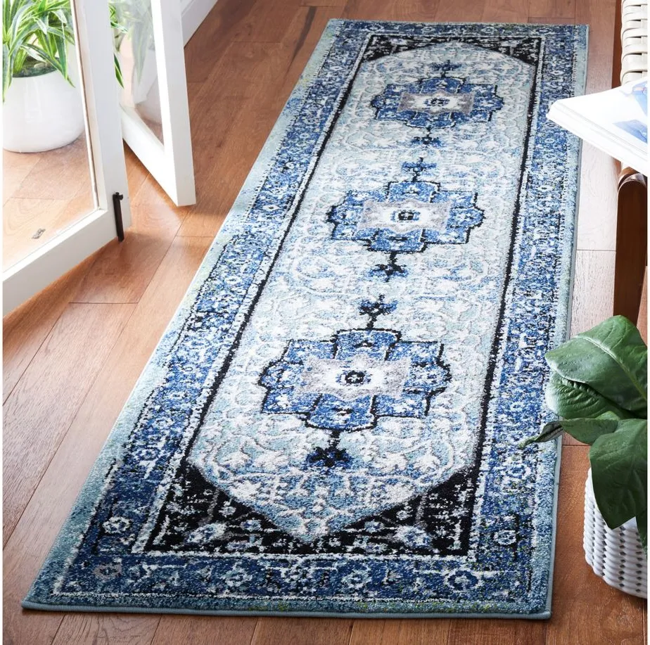 Vintage Hamadan III Area Rug in Blue & Light Green by Safavieh