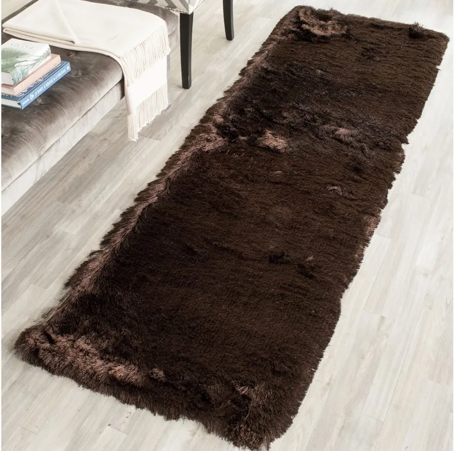 Paris Shag Runner Rug in Chocolate by Safavieh