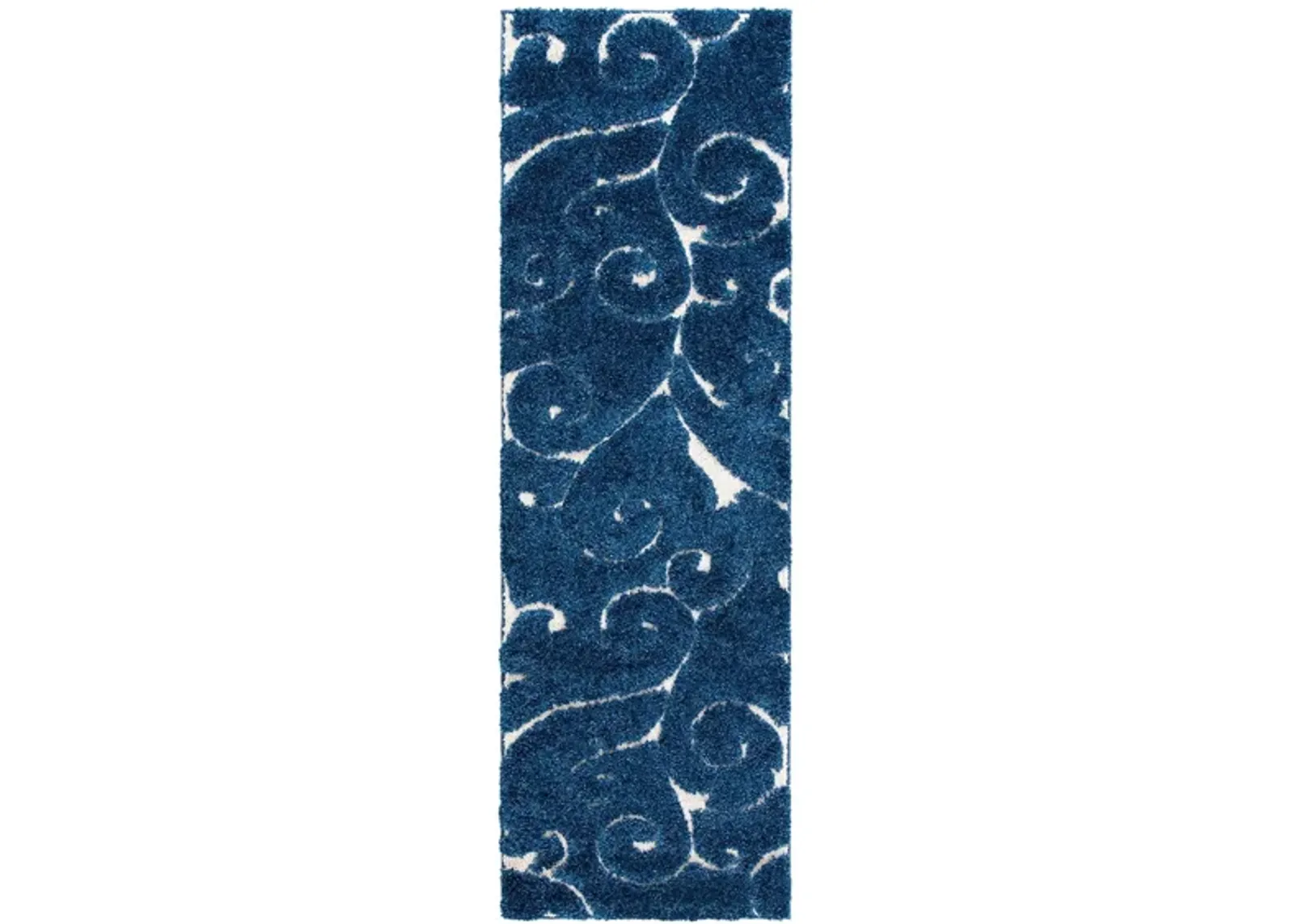 Florida Shag Runner Rug in DarkBlue/Cream by Safavieh