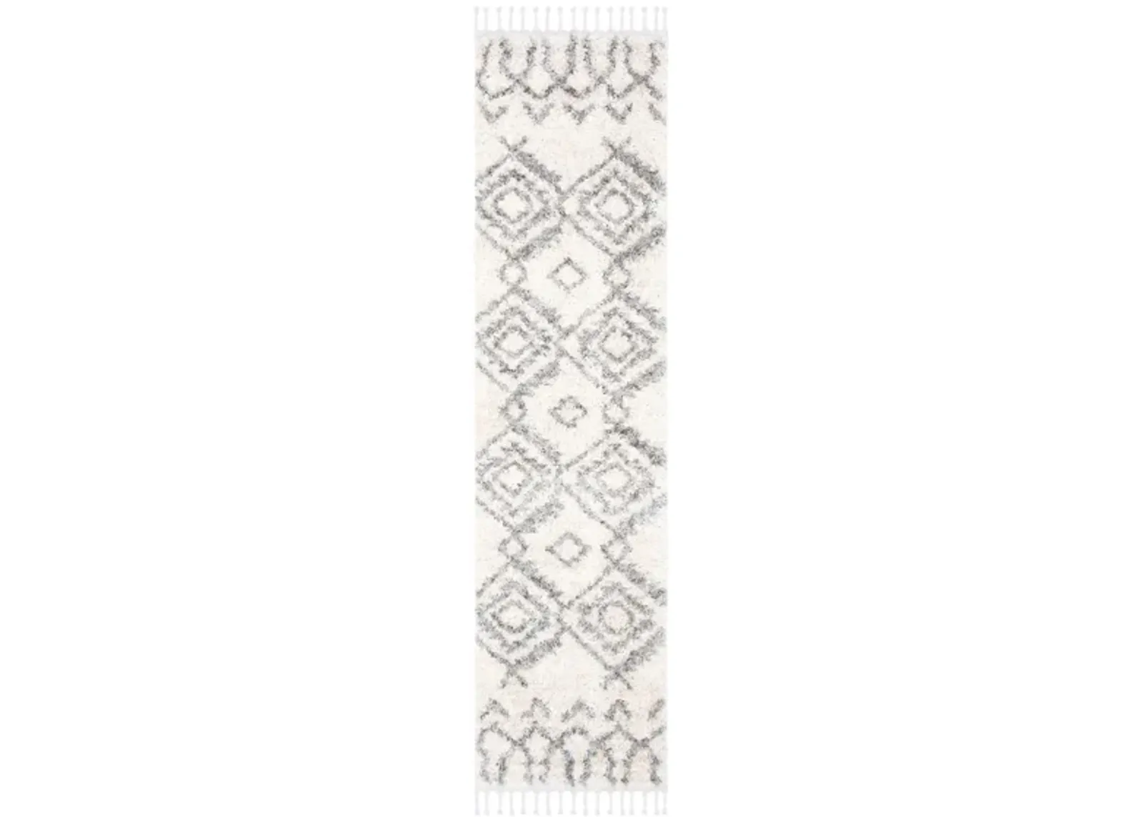 Berber Fringe Shag Area Rug in Cream/Grey by Safavieh