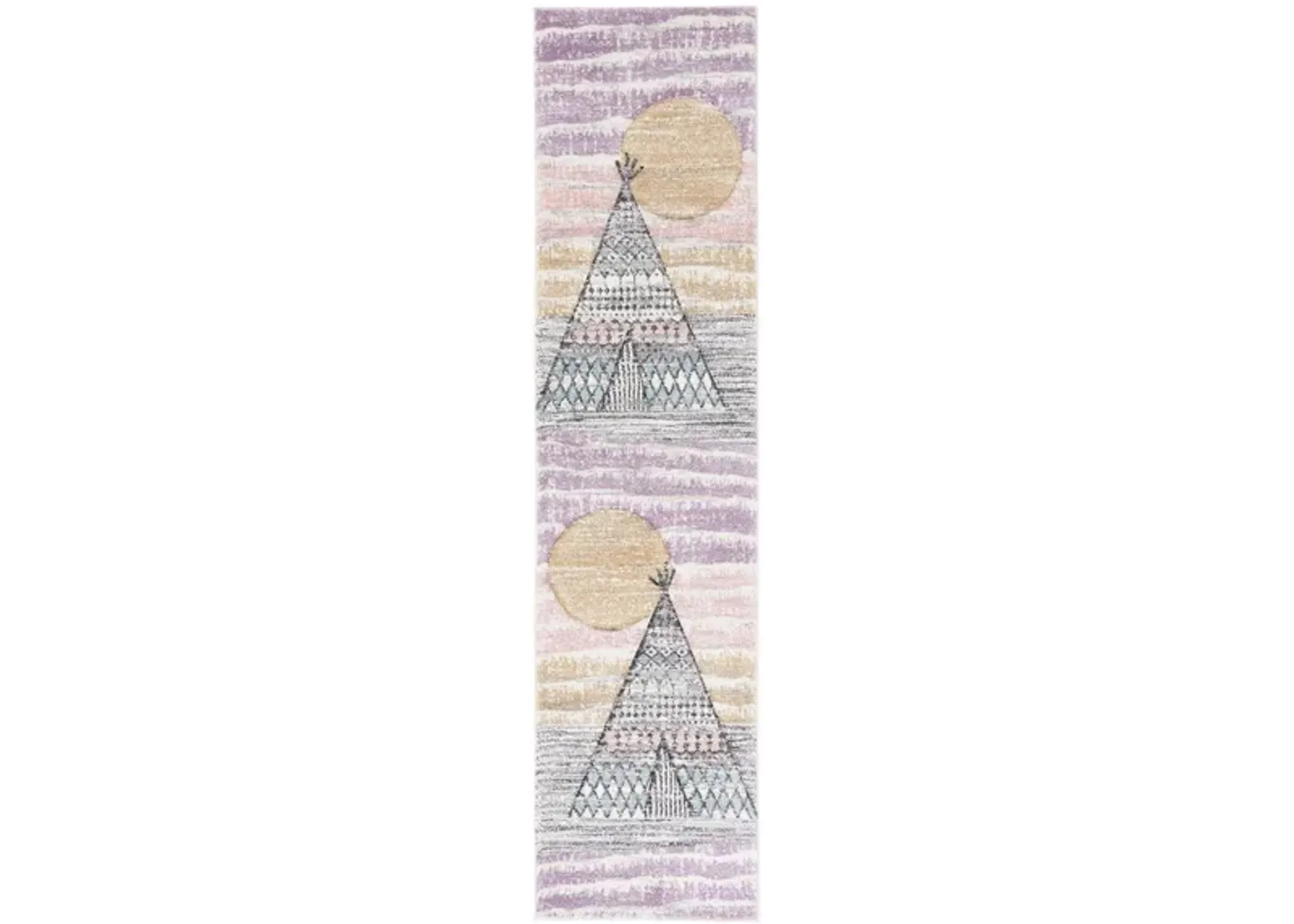 Carousel Tepee Kids Runner Rug in Gray & Pink by Safavieh