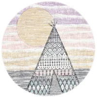 Carousel Tepee Kids Area Rug Round in Gray & Pink by Safavieh