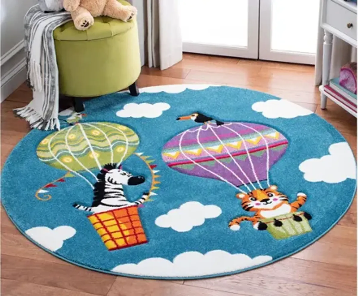 Carousel Balloons Kids Area Rug Round