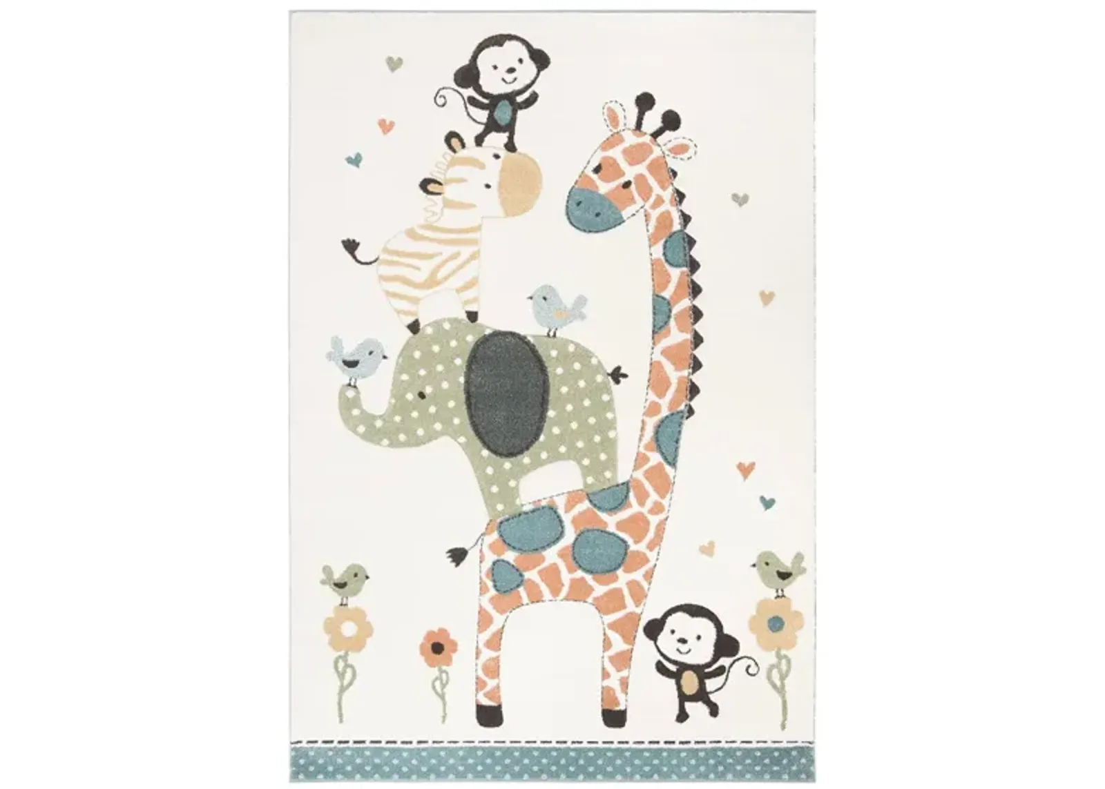 Carousel Zoo Friends Kids Area Rug in Ivory by Safavieh