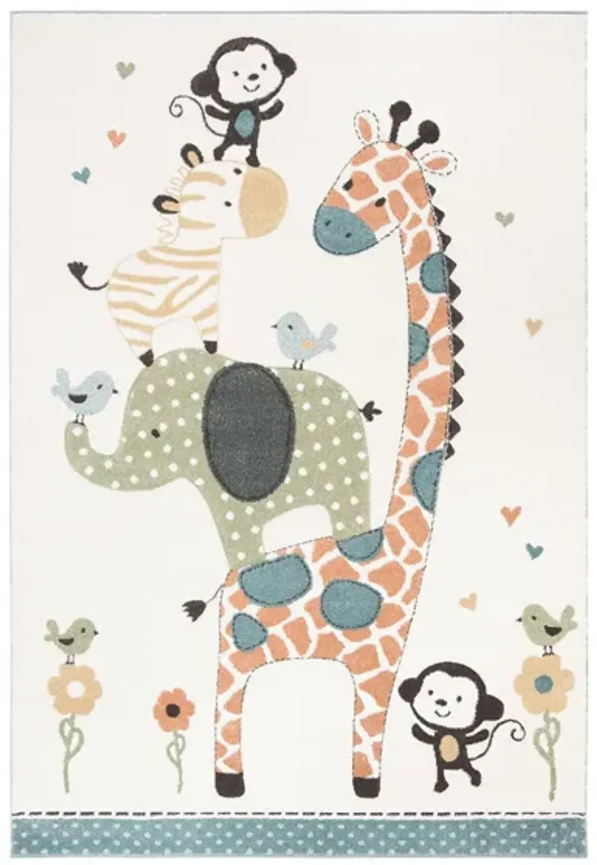 Carousel Zoo Friends Kids Area Rug in Ivory by Safavieh