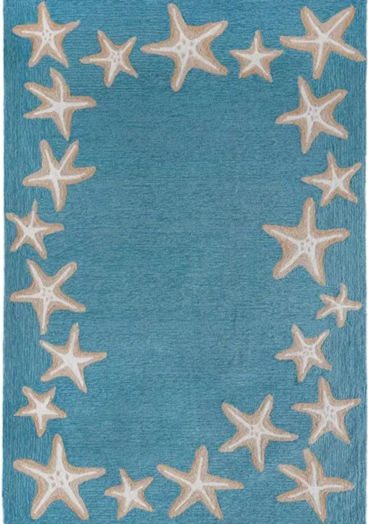 Starfish Border Indoor/Outdoor Area Rug in Aqua by Trans-Ocean Import Co Inc