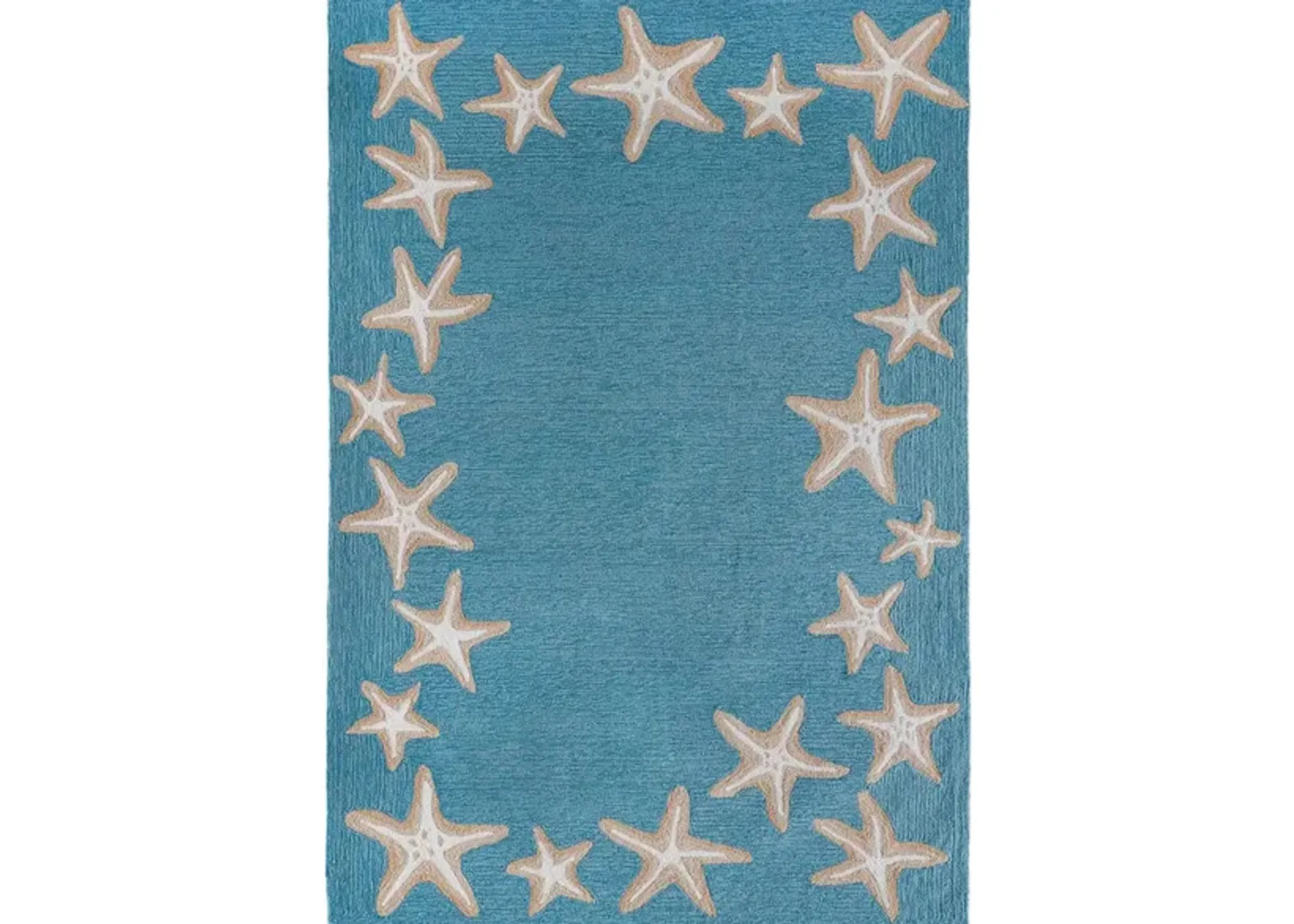 Starfish Border Indoor/Outdoor Area Rug in Aqua by Trans-Ocean Import Co Inc