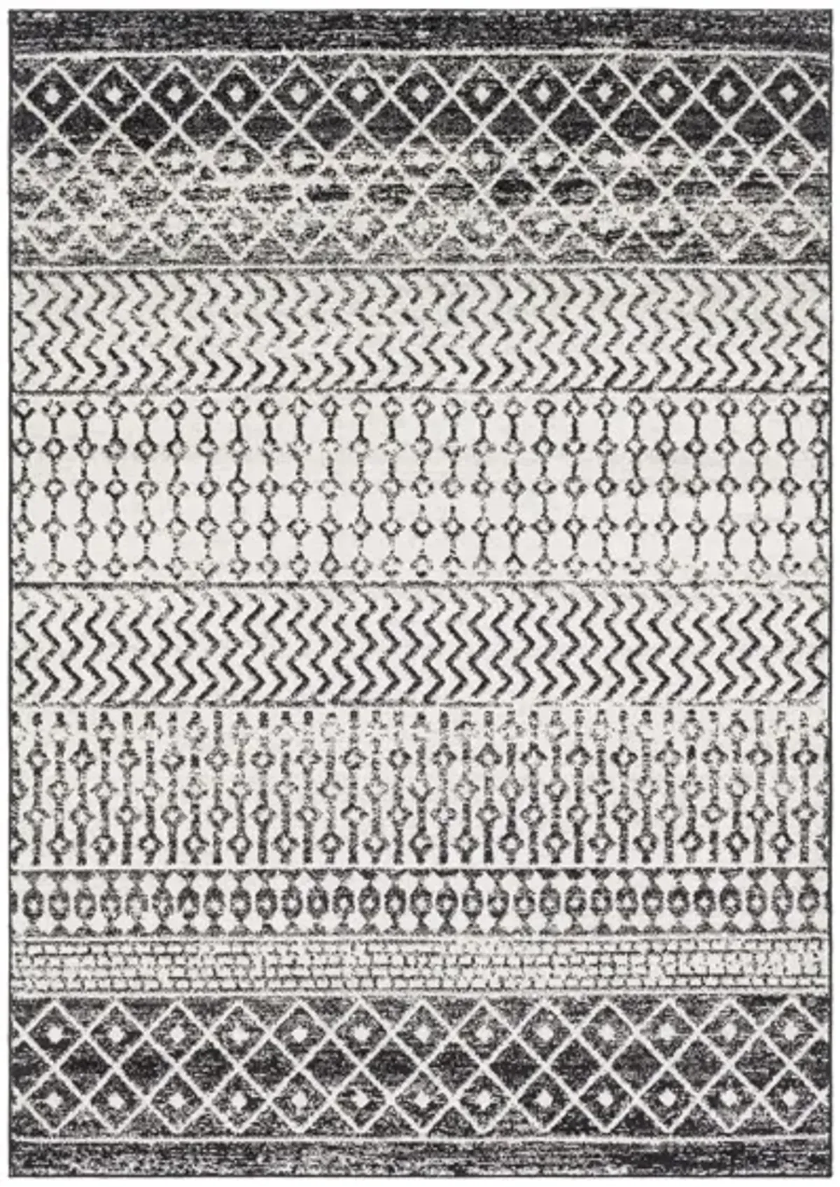 Elaziz Area Rug in Black, Gray, White by Surya