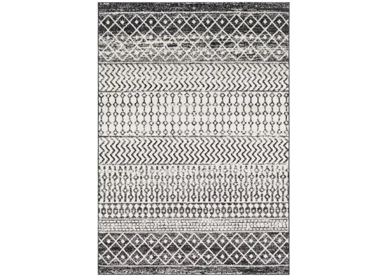 Elaziz Area Rug in Black, Gray, White by Surya