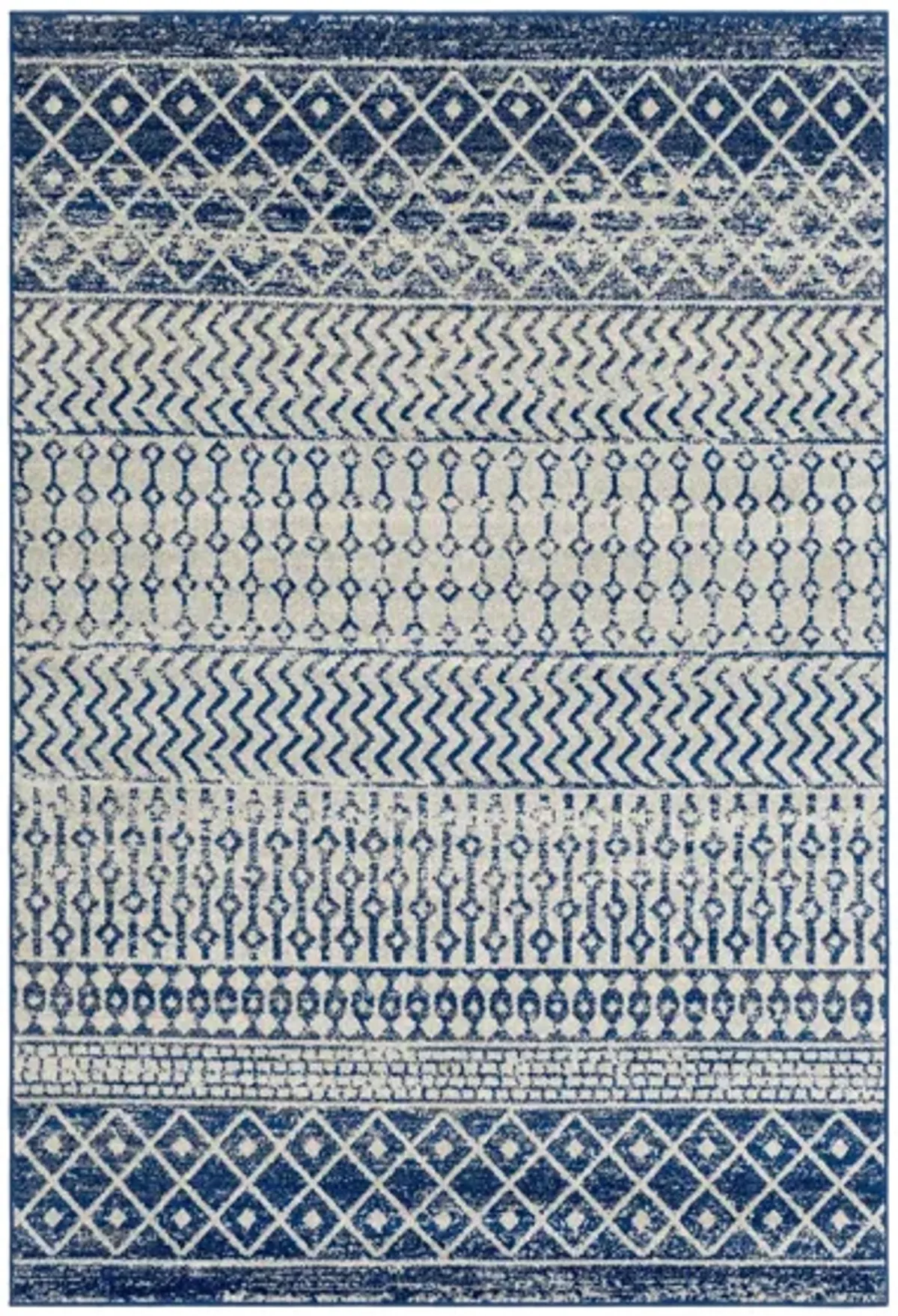 Elaziz Area Rug in Dark Blue, Gray, White by Surya