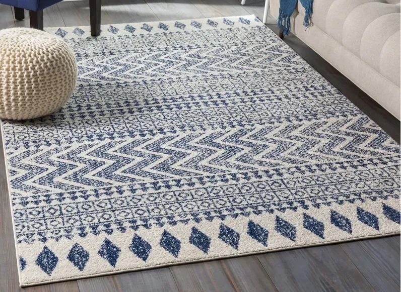 Elaziz Area Rug in Dark Blue, Gray, White by Surya