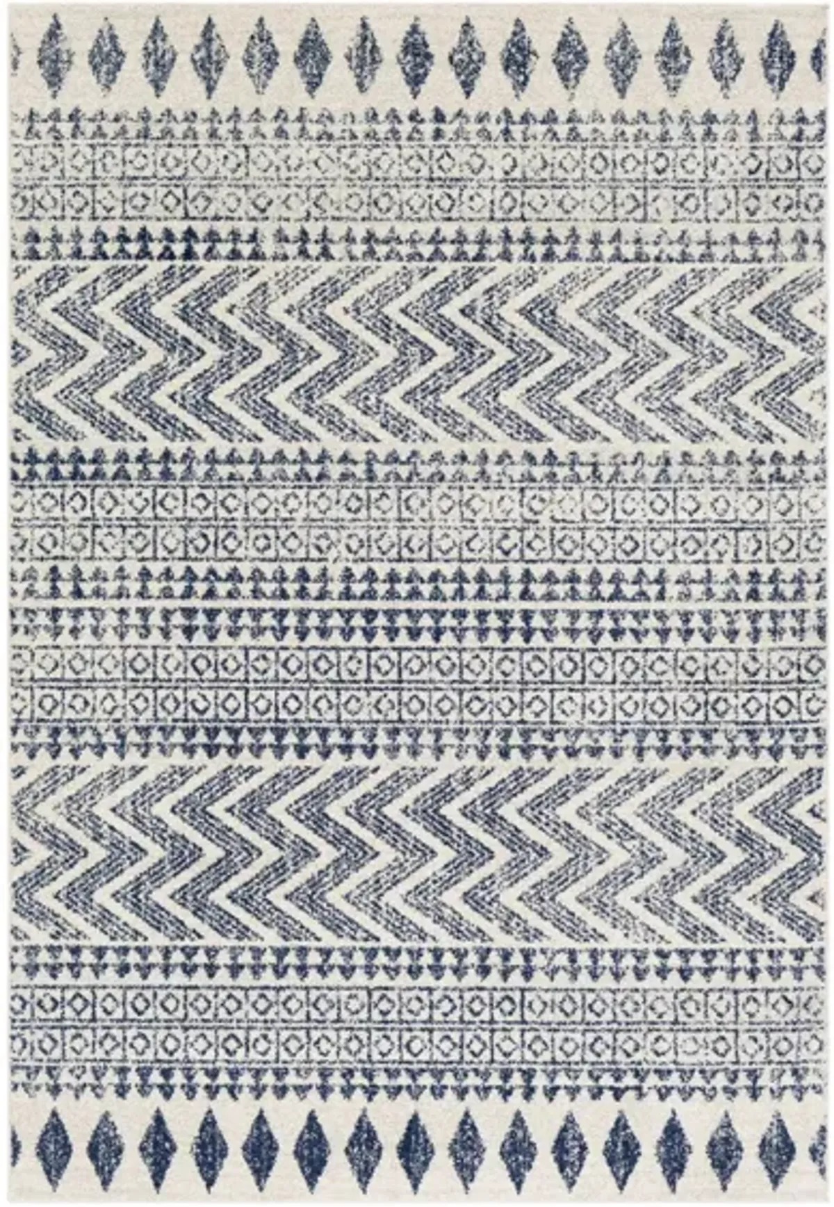 Elaziz Area Rug in Dark Blue, Gray, White by Surya