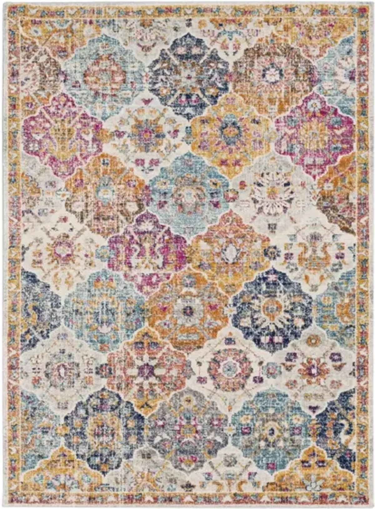 Harput Area Rug in Saffron, Dark Blue, Burnt Orange, Garnet by Surya