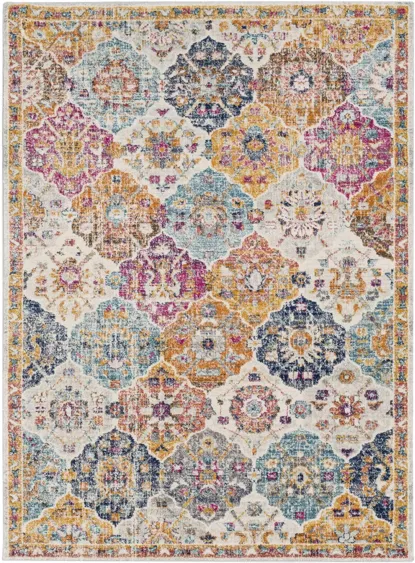 Harput Area Rug in Saffron, Dark Blue, Burnt Orange, Garnet by Surya