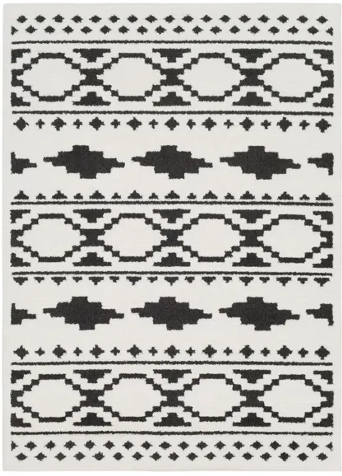 Moroccan Shag Area Rug in Black, Charcoal, White by Surya