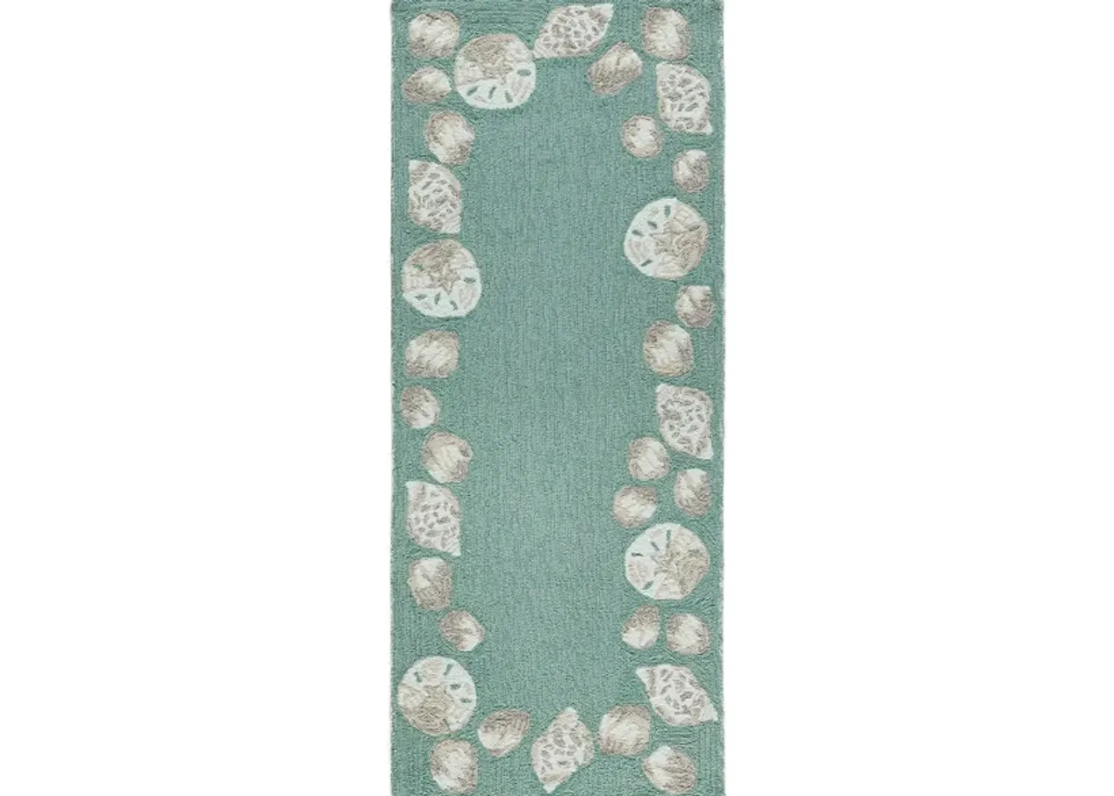 Seashell Border Indoor/Outdoor Area Rug in Aqua by Trans-Ocean Import Co Inc