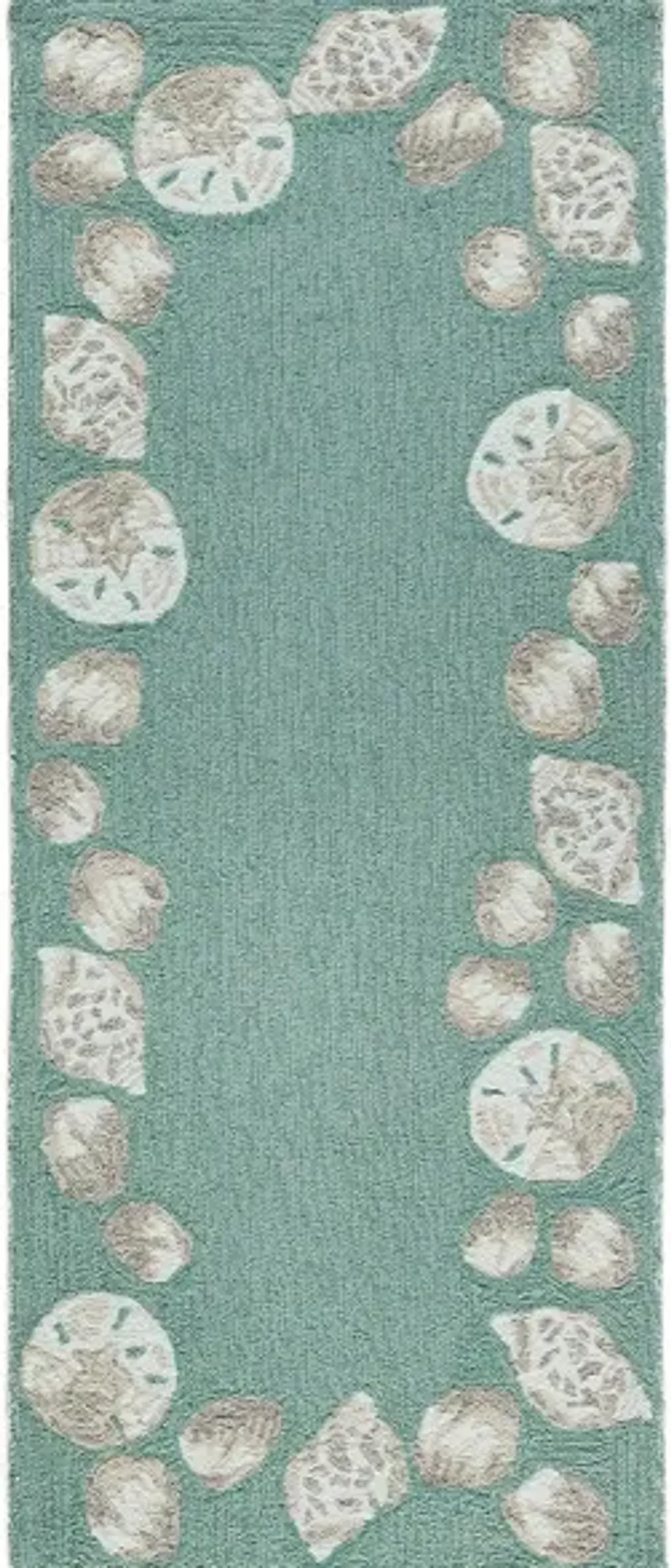 Seashell Border Indoor/Outdoor Area Rug in Aqua by Trans-Ocean Import Co Inc