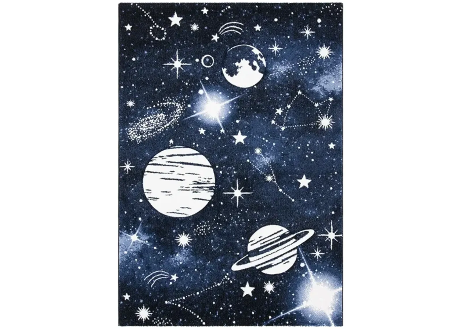 Carousel Outerspace Kids Area Rug in Dark Blue & Light Blue by Safavieh