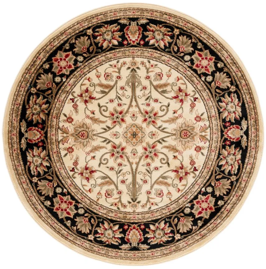 Lyndhurst Area Rug Round in Ivory / Black by Safavieh