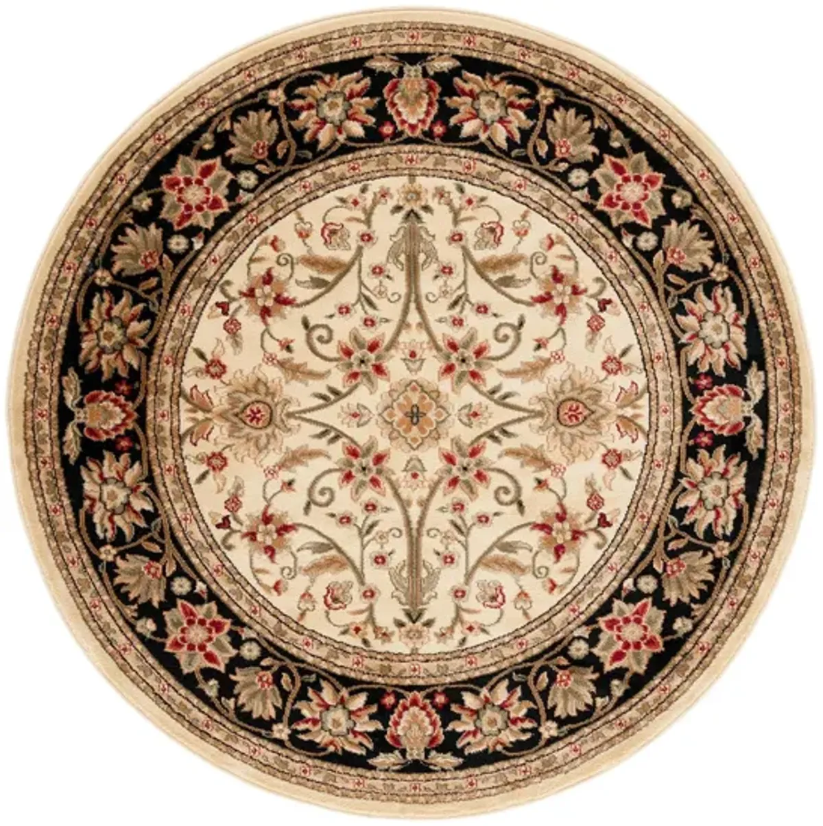 Lyndhurst Area Rug Round in Ivory / Black by Safavieh