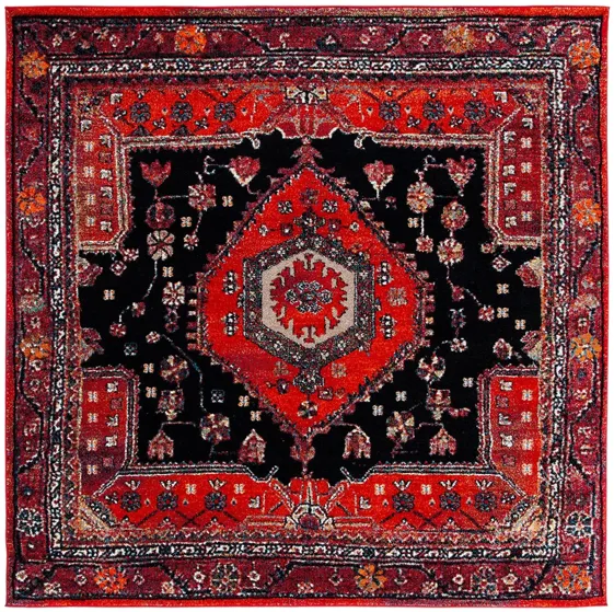 Hamadan Area Rug Square in Red & Black by Safavieh