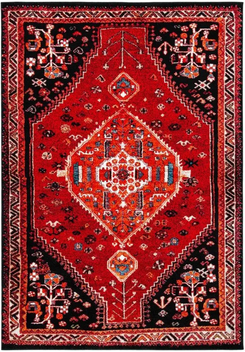 Vintage Hamadan Red Area Rug in Red & Black by Safavieh