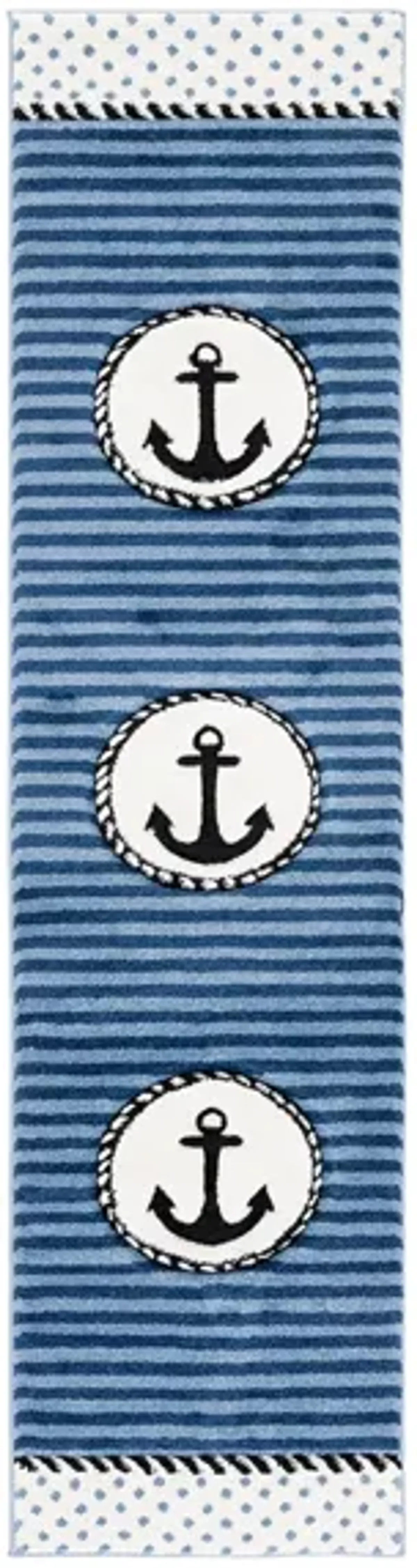 Carousel Anchor Kids Runner Rug in Navy & Ivory by Safavieh