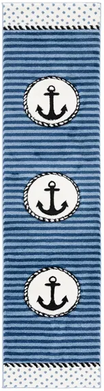 Carousel Anchor Kids Runner Rug in Navy & Ivory by Safavieh