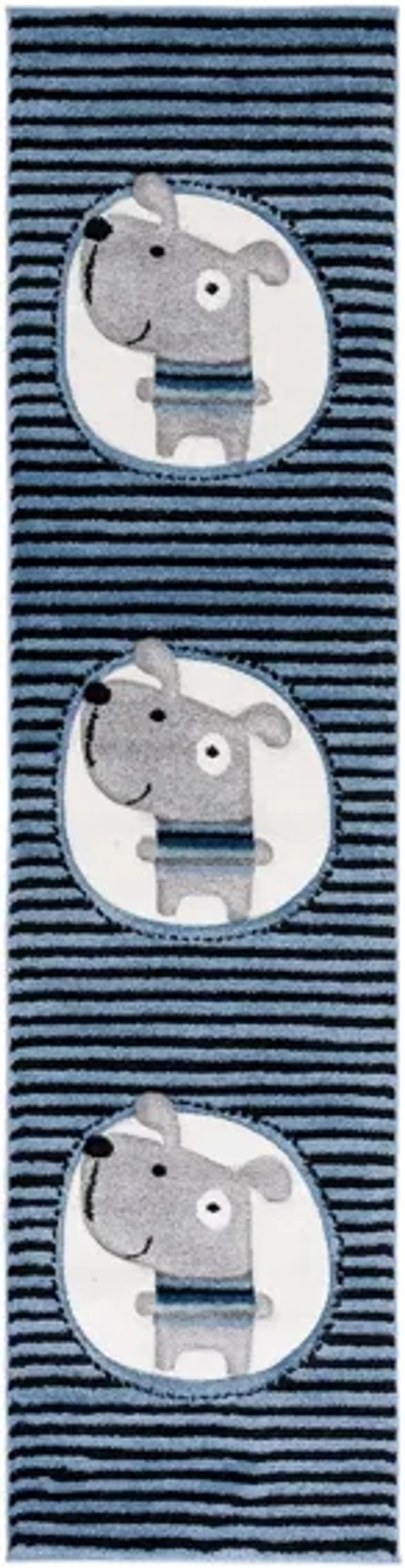 Carousel Puppy Kids Runner Rug in Navy & Ivory by Safavieh