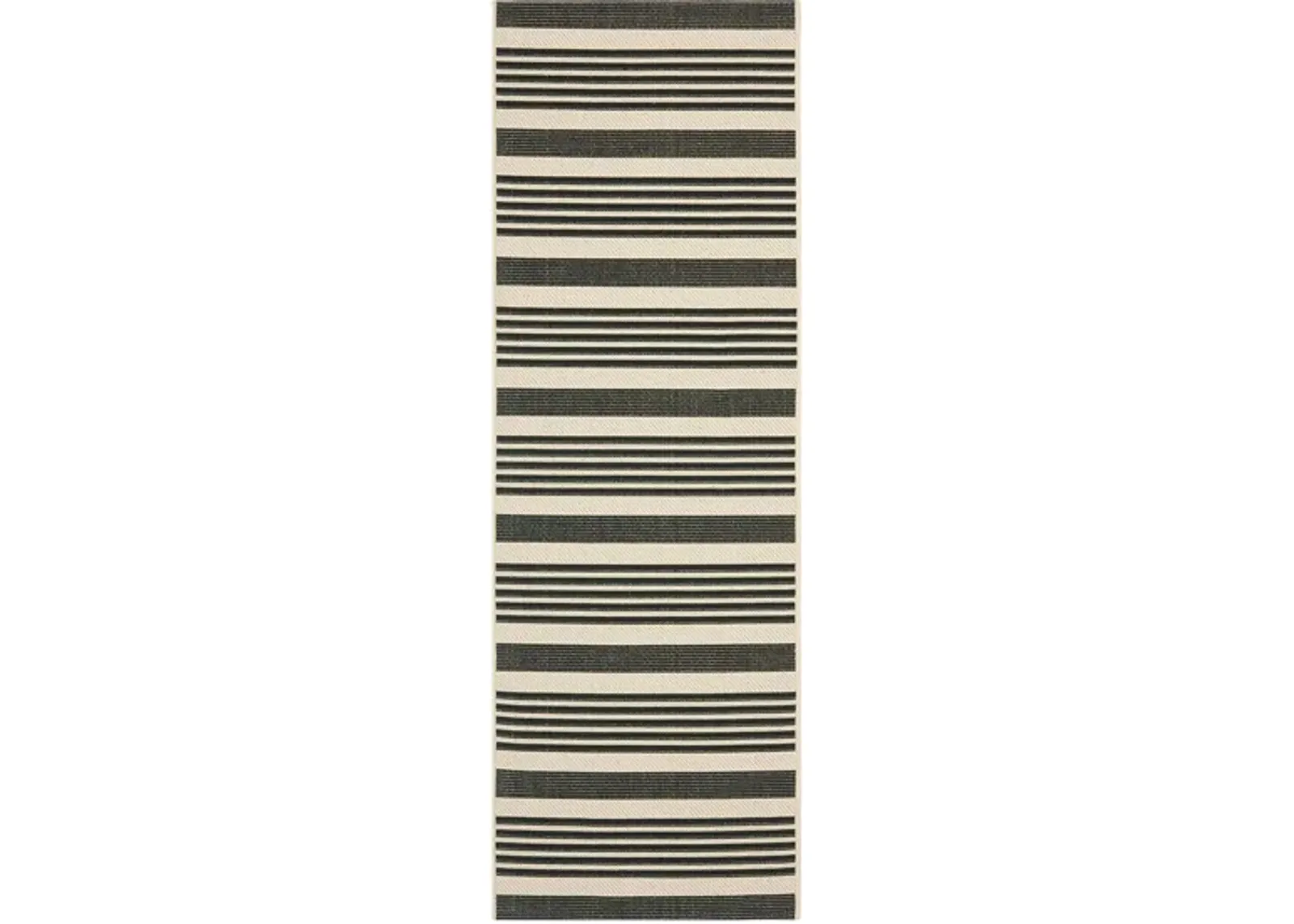 Courtyard Indoor/Outdoor Runner Rug in Black & Ivory by Safavieh