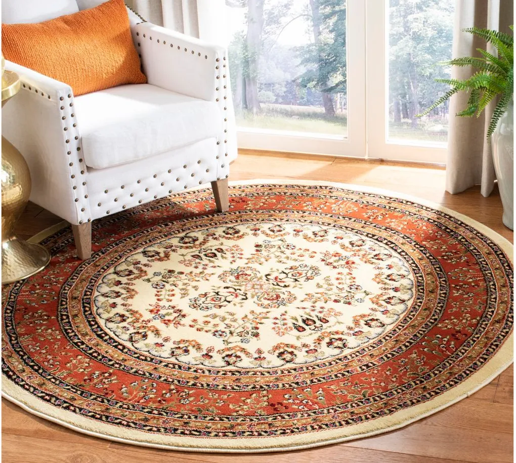 Anglia Area Rug Round in Ivory / Rust by Safavieh