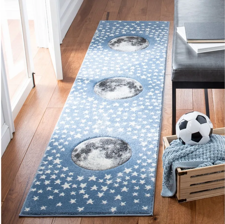 Carousel Earth Kids Runner Rug in Light Blue & Gray by Safavieh