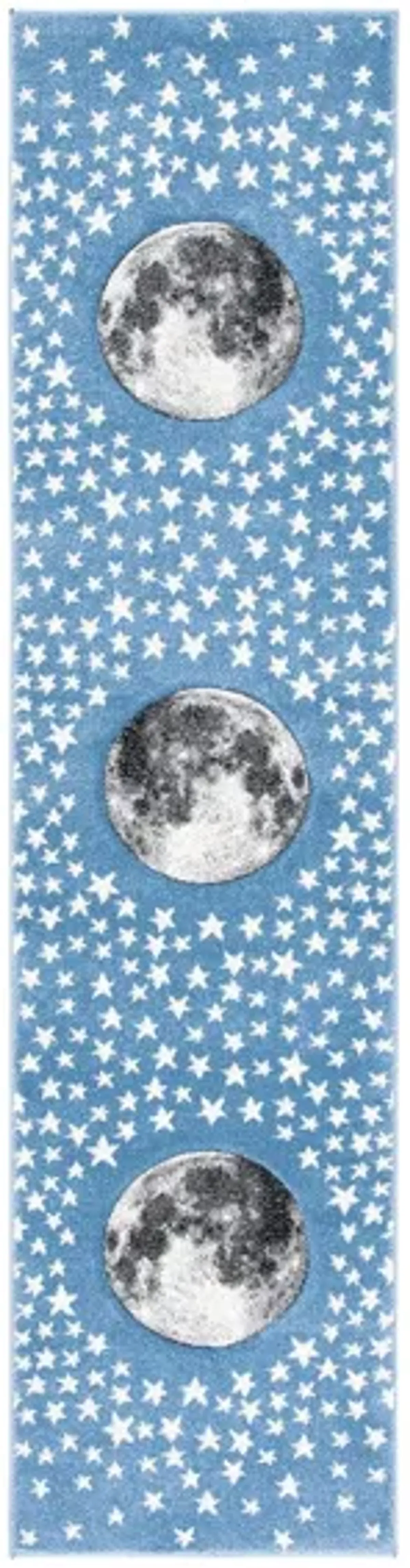 Carousel Earth Kids Runner Rug in Light Blue & Gray by Safavieh