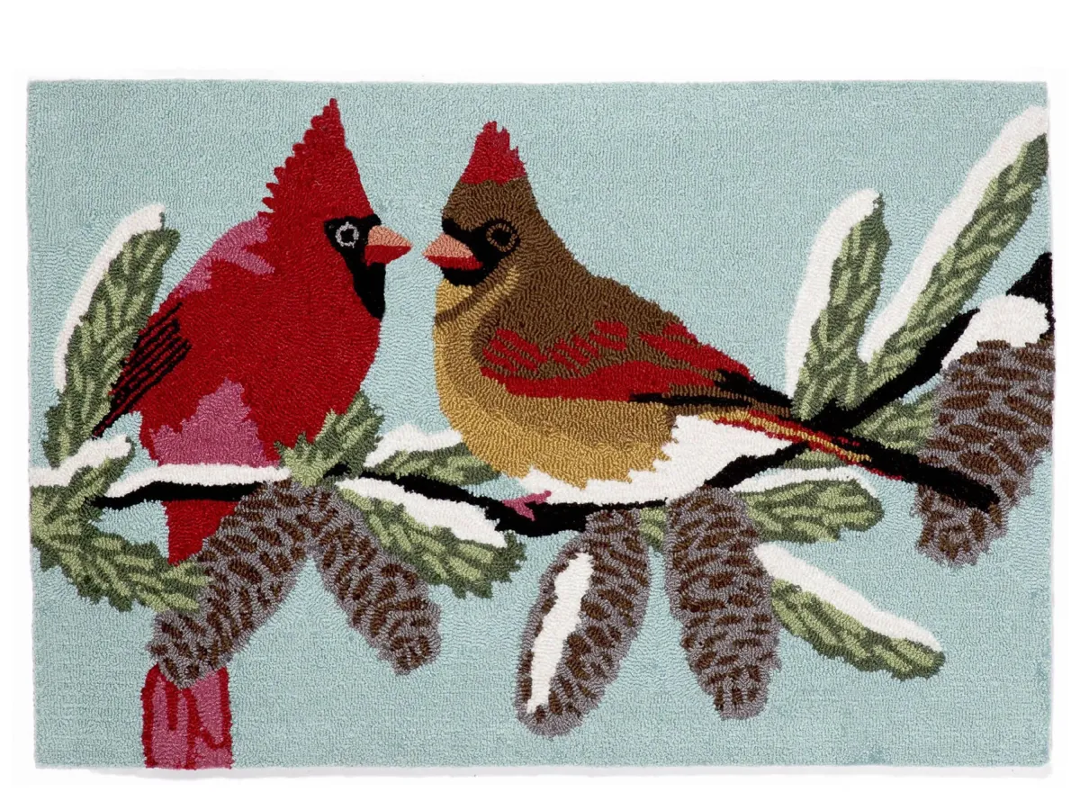 Frontporch Cardinals Indoor/Outdoor Area Rug in Sky by Trans-Ocean Import Co Inc