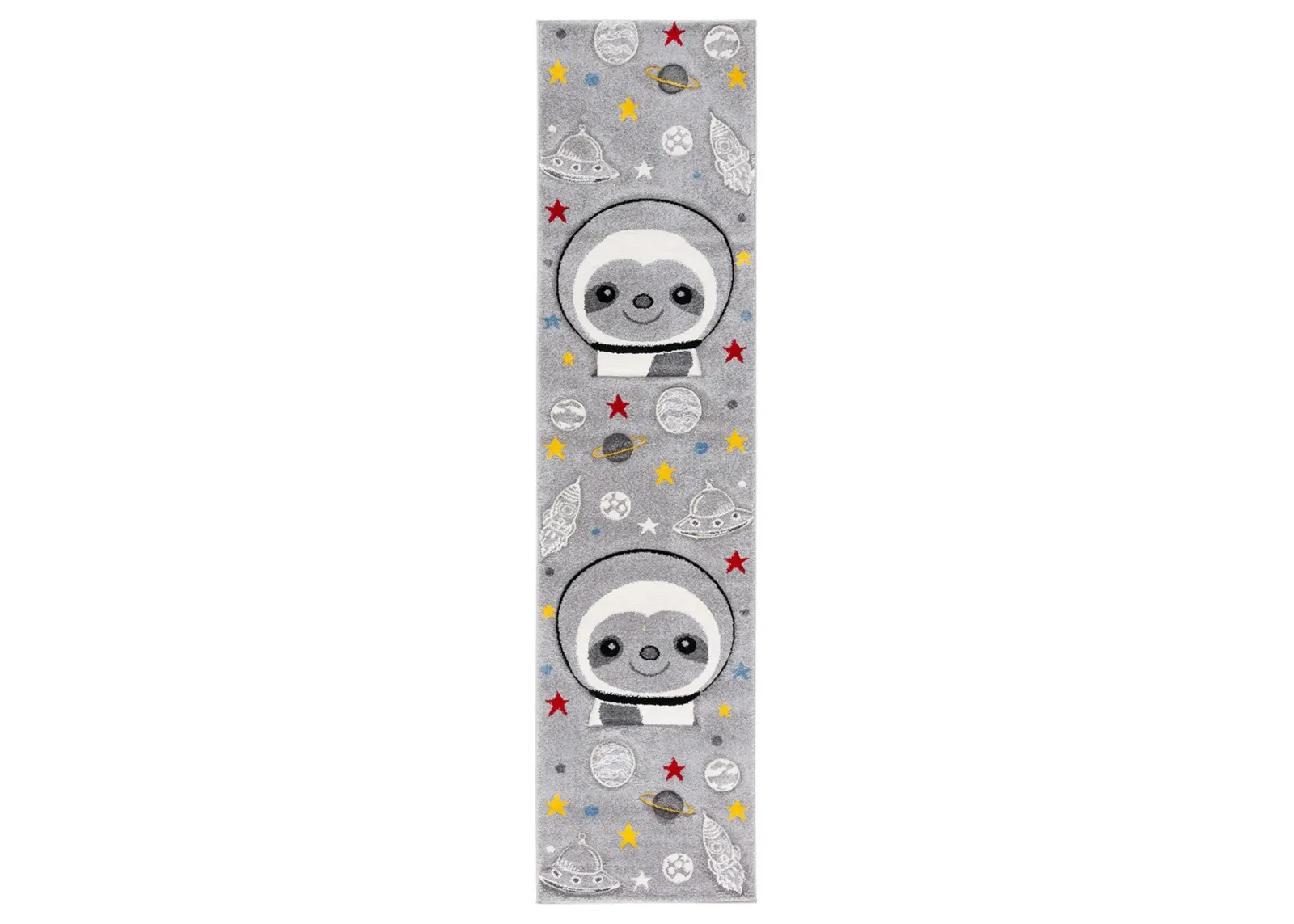 Carousel Sloth Kids Runner Rug in Gray & Ivory by Safavieh