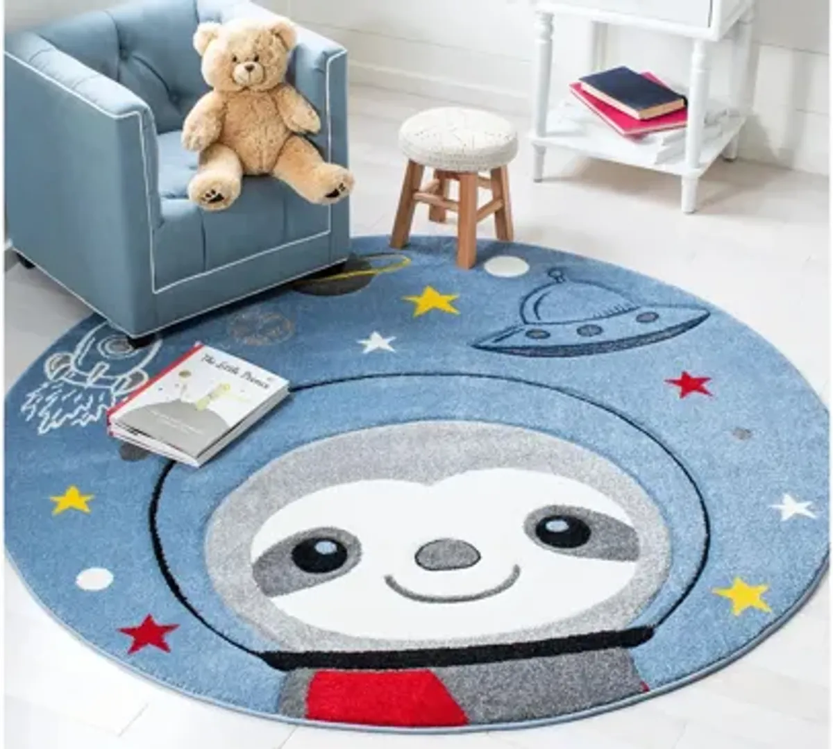 Carousel Sloth Kids Area Rug Round