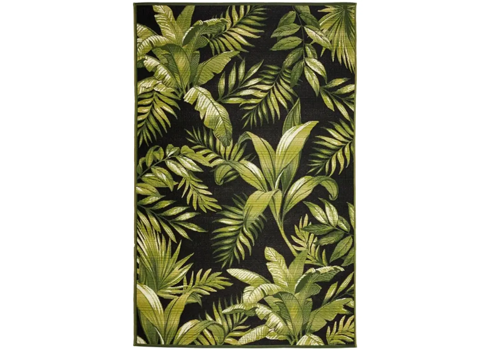 Liora Manne Marina Jungle Leaves Indoor/Outdoor Area Rug in Black by Trans-Ocean Import Co Inc