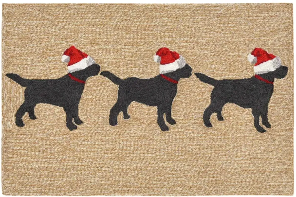 Frontporch 3 Dogs Christmas Indoor/Outdoor Area Rug in Neutral by Trans-Ocean Import Co Inc