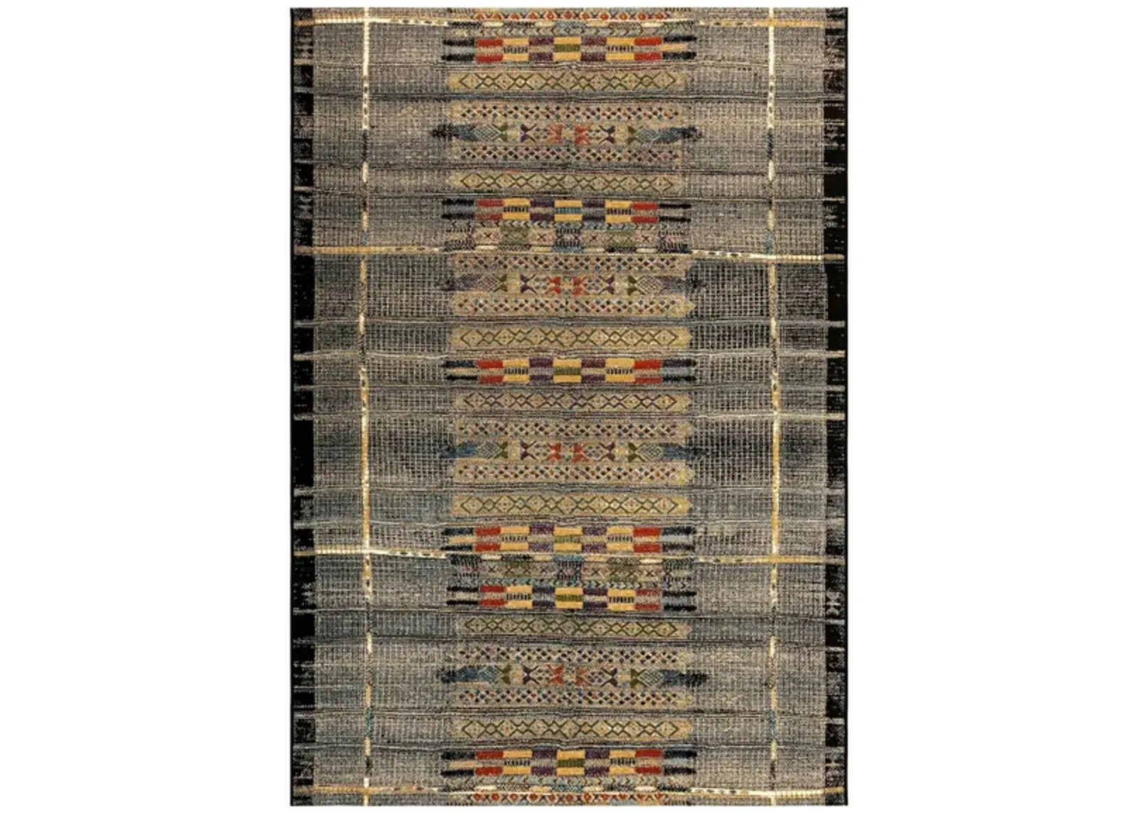 Liora Manne Marina Tribal Stripe Indoor/Outdoor Area Rug in Black by Trans-Ocean Import Co Inc