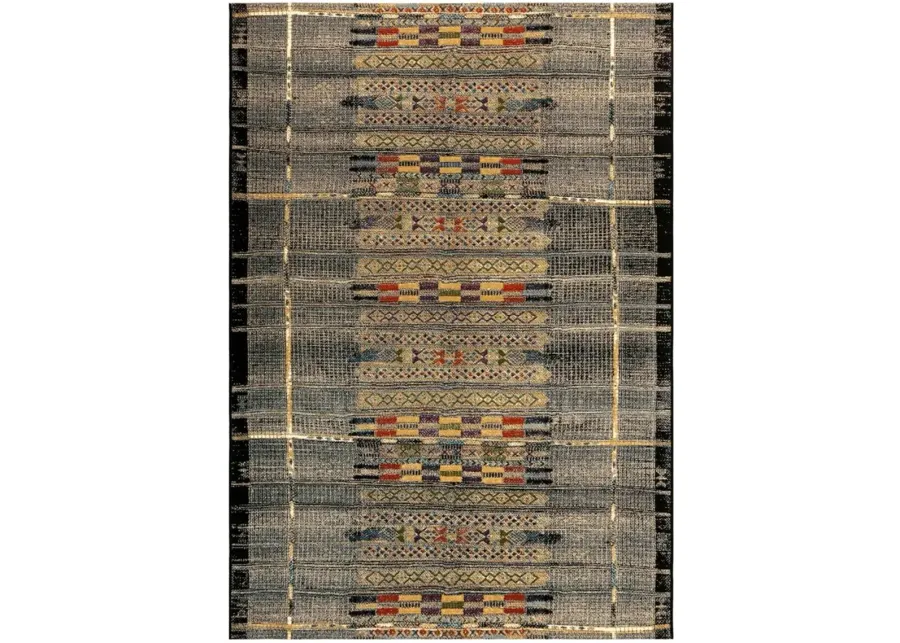 Liora Manne Marina Tribal Stripe Indoor/Outdoor Area Rug in Black by Trans-Ocean Import Co Inc