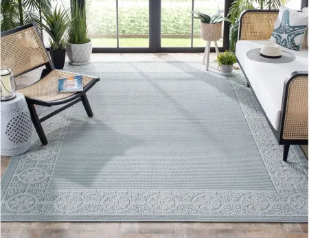 Bermuda St. David Indoor/Outdoor Square Area Rug in Light Blue & Ivory by Safavieh