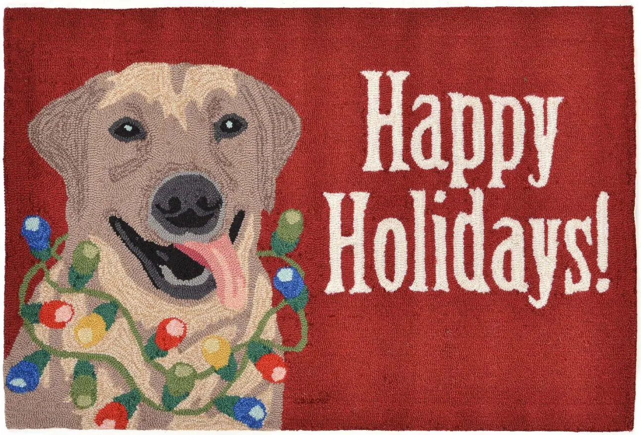 Frontporch Happy Holidays Indoor/Outdoor Area Rug in Red by Trans-Ocean Import Co Inc