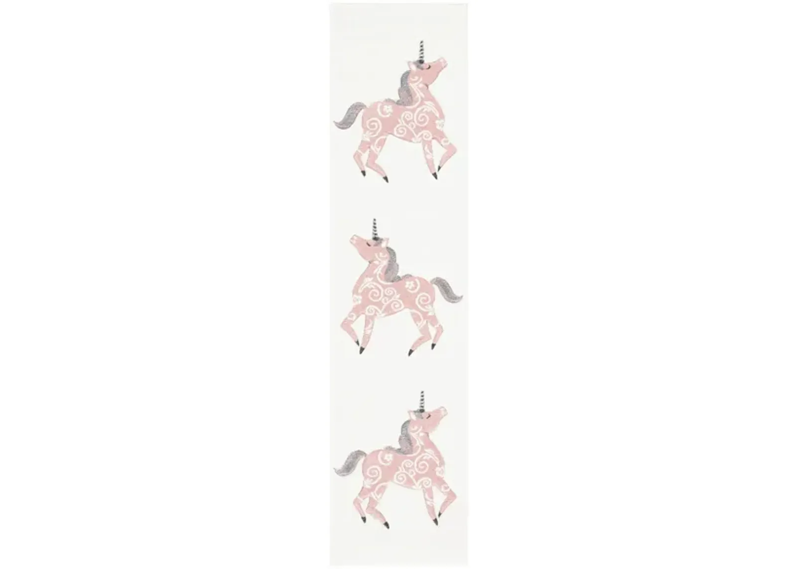 Carousel Unicorn Kids Runner Rug in Ivory & Pink by Safavieh