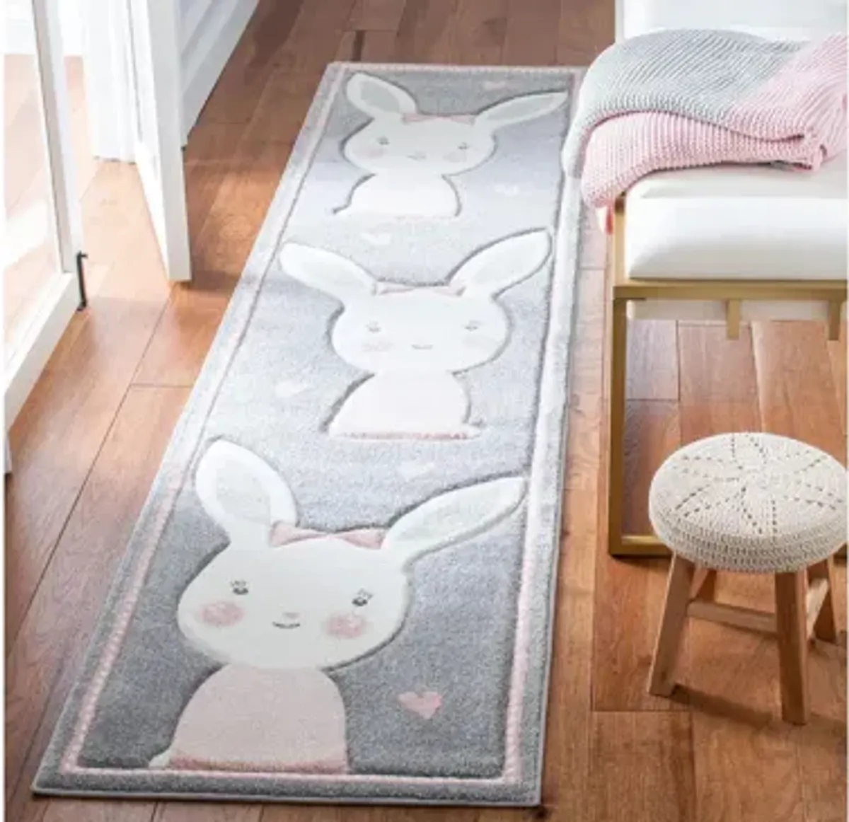 Carousel Bunny Kids Runner Rug