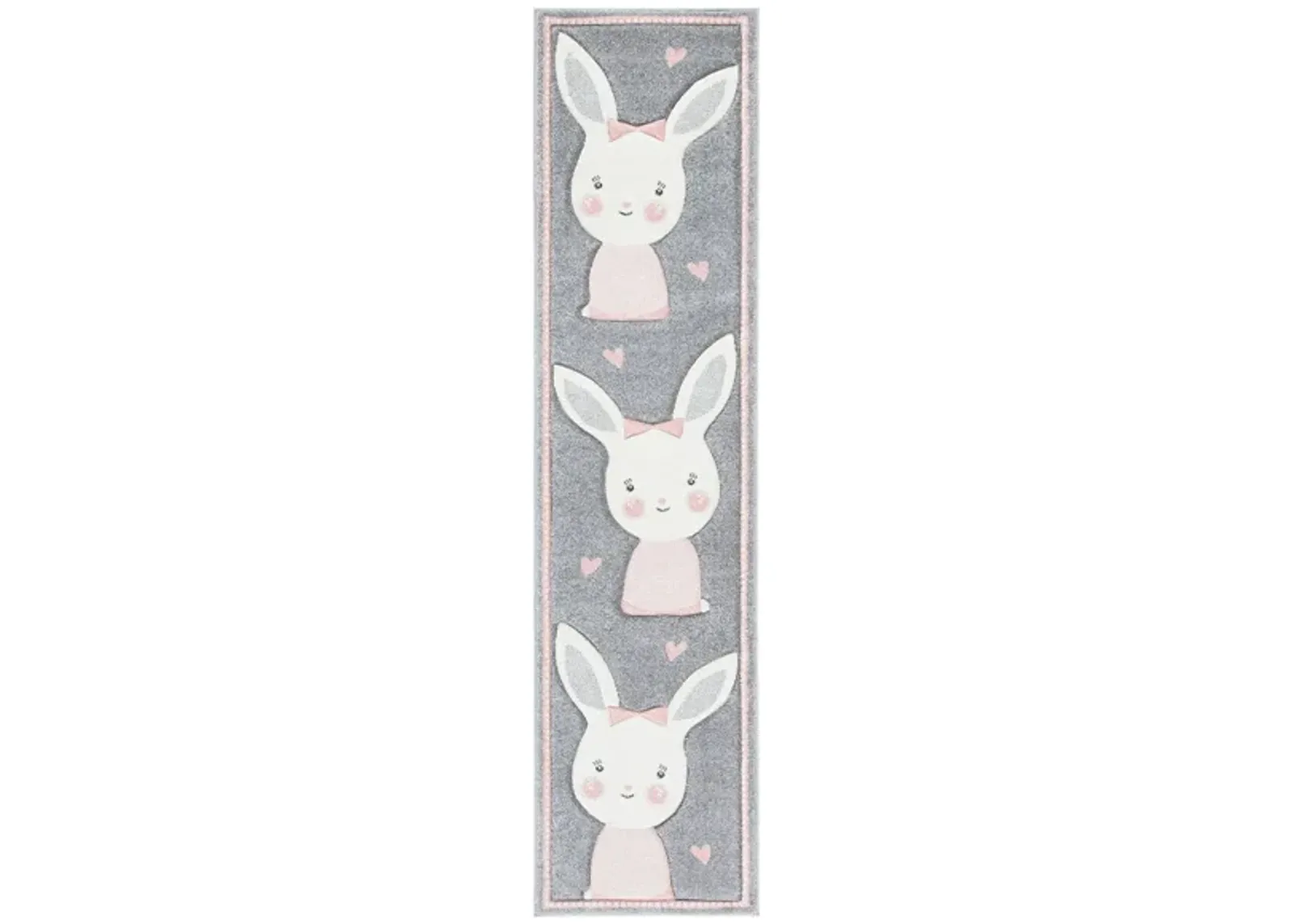 Carousel Bunny Kids Runner Rug in Gray & Ivory by Safavieh