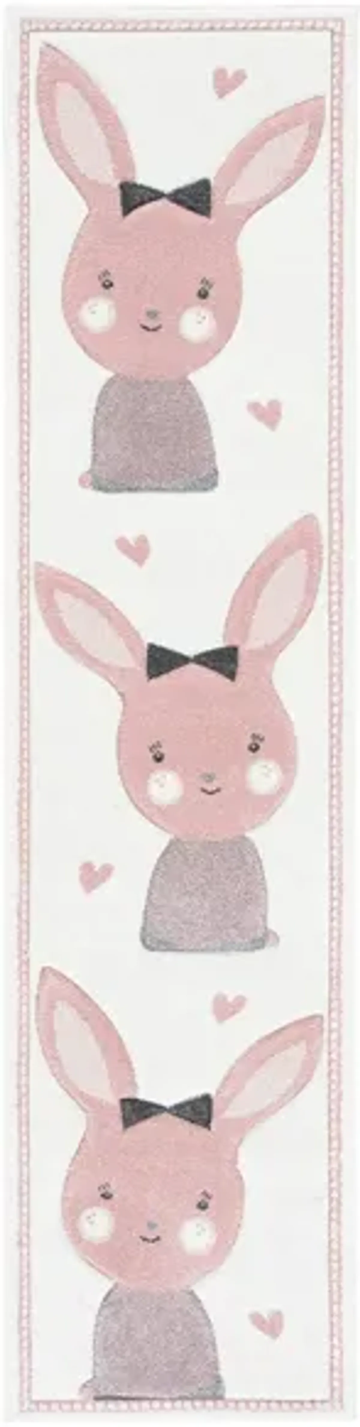 Carousel Bunny Kids Runner Rug in Ivory & Pink by Safavieh