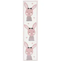 Carousel Bunny Kids Runner Rug in Ivory & Pink by Safavieh