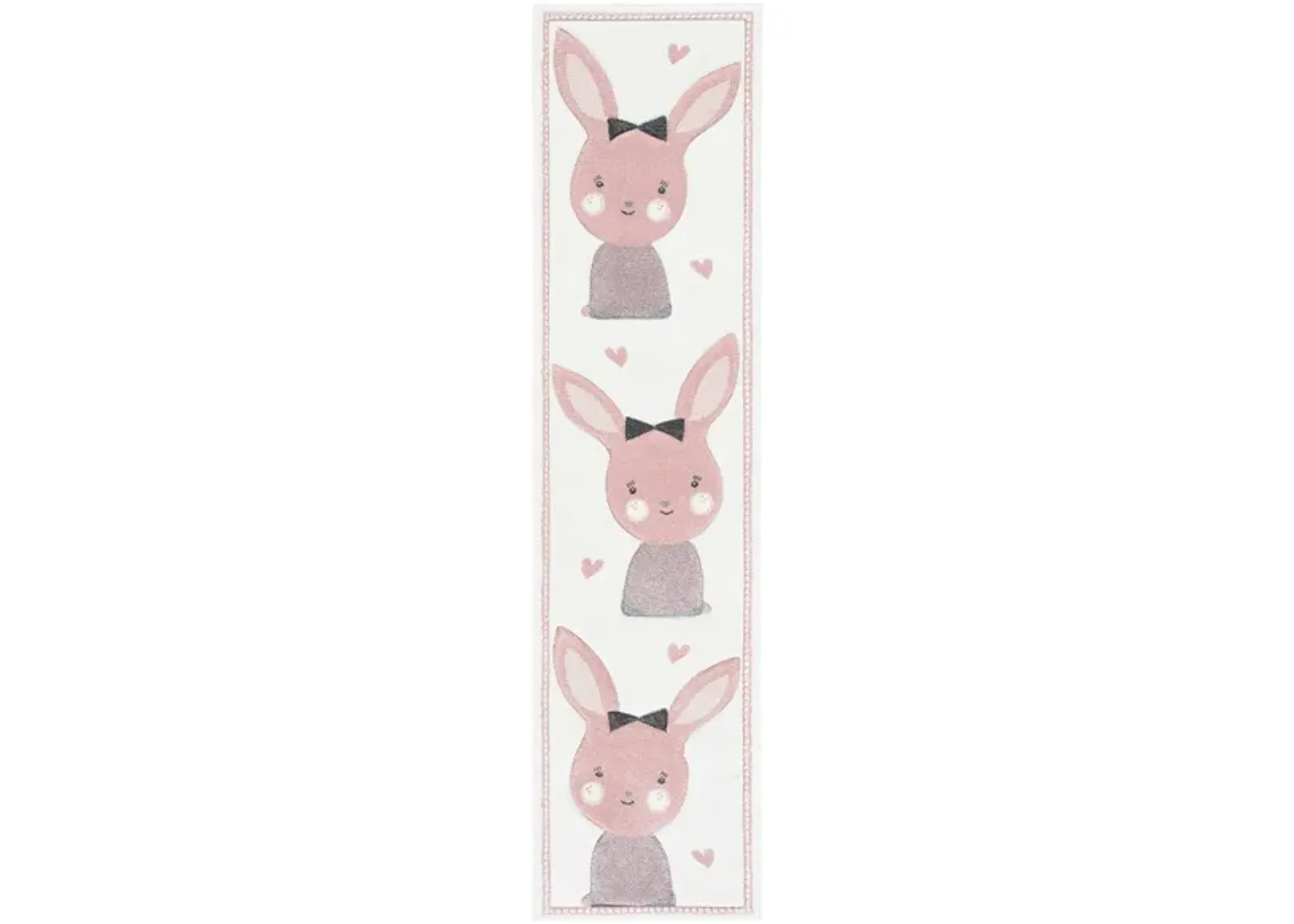 Carousel Bunny Kids Runner Rug in Ivory & Pink by Safavieh