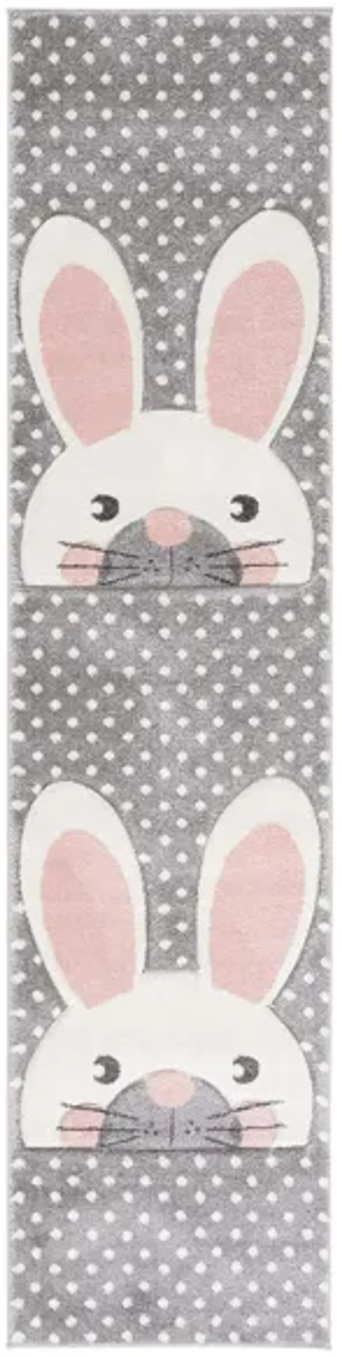 Carousel Rabbit Kids Runner Rug in Pink & Gray by Safavieh