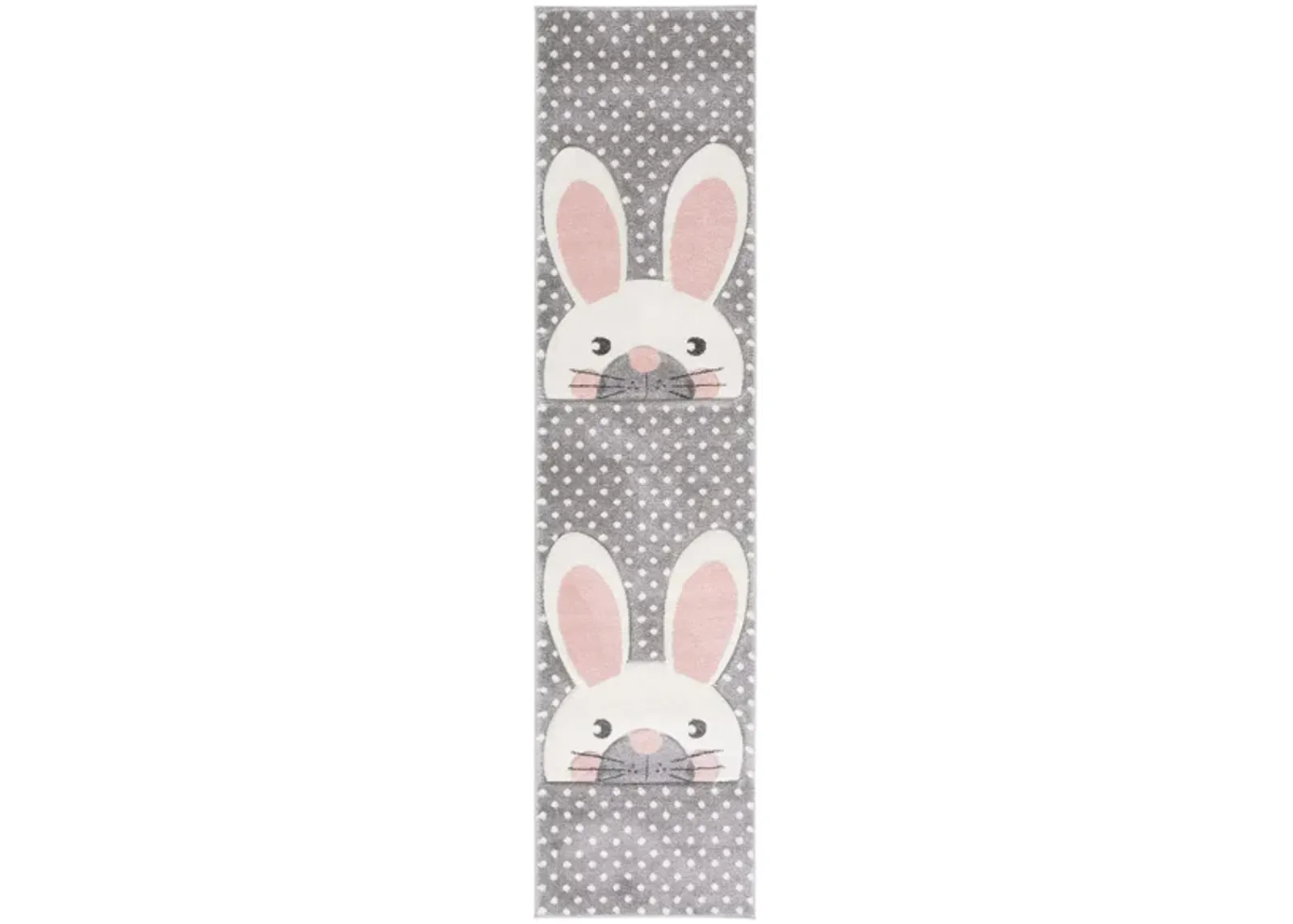 Carousel Rabbit Kids Runner Rug in Pink & Gray by Safavieh